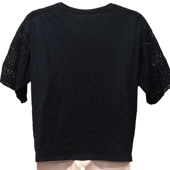 (NWT) Lauren Ralph Lauren Women's Navy Crew Neck Crochet Sleeve Top Plus Size - Picture 8 of 12